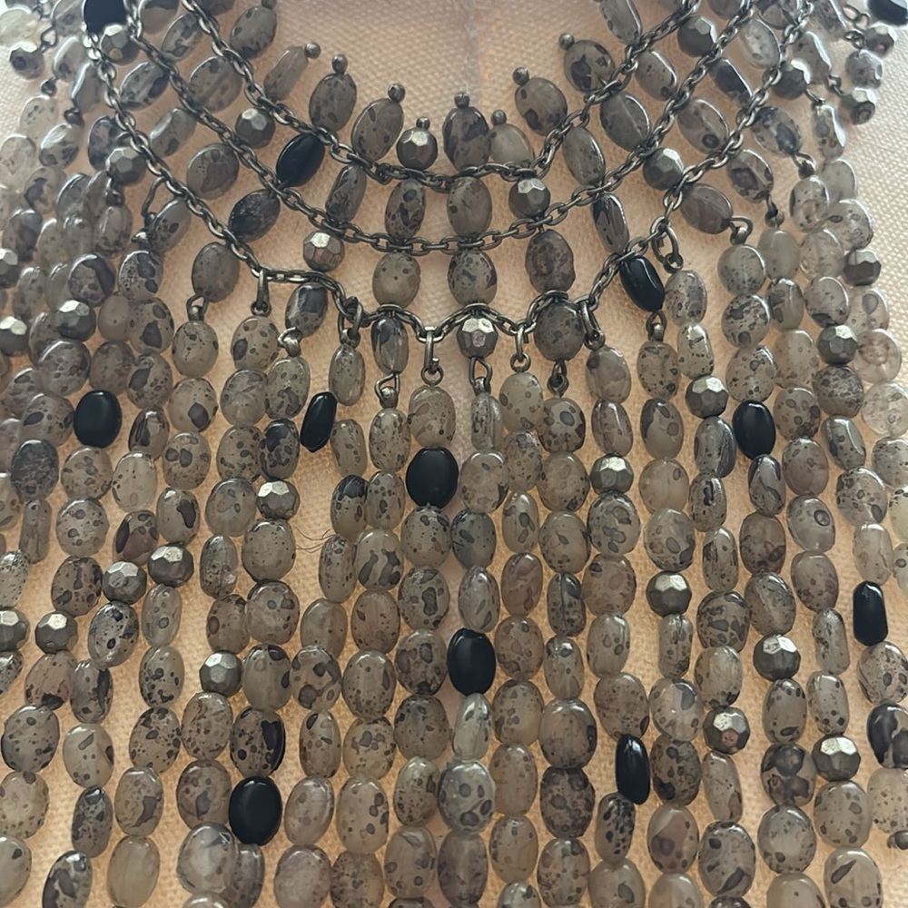 Bajalia Drape Beaded Bib Statement Necklace